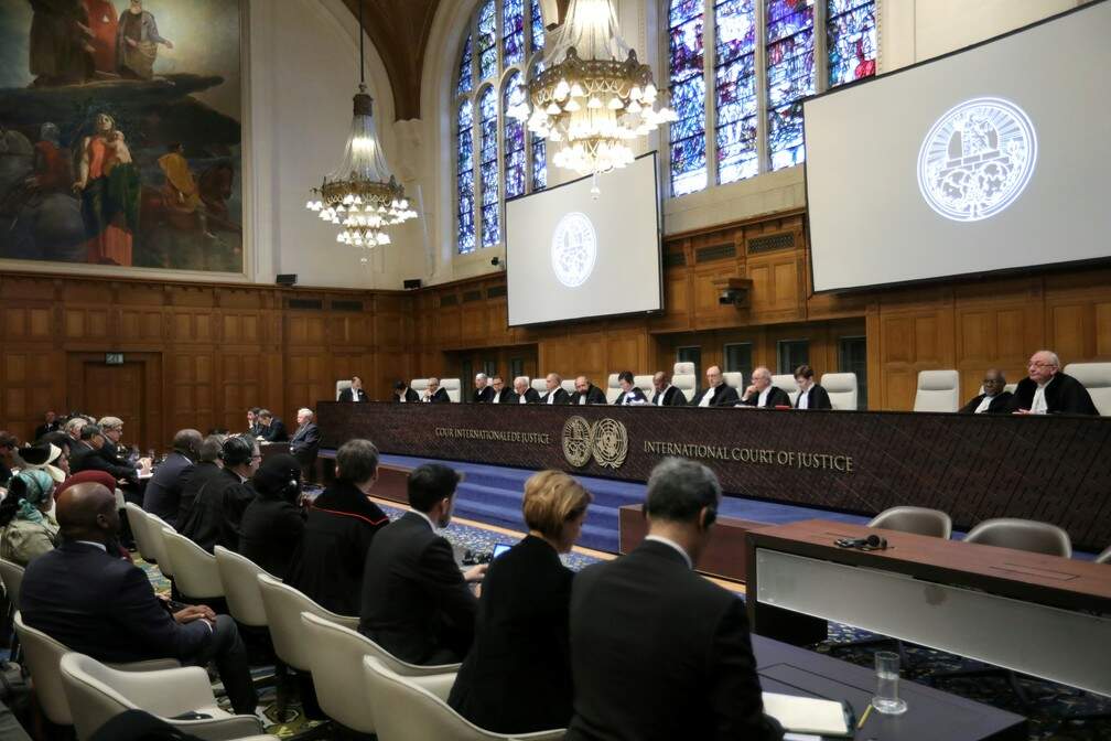 Détail de la partie interne de la Cour internationale de Justice.