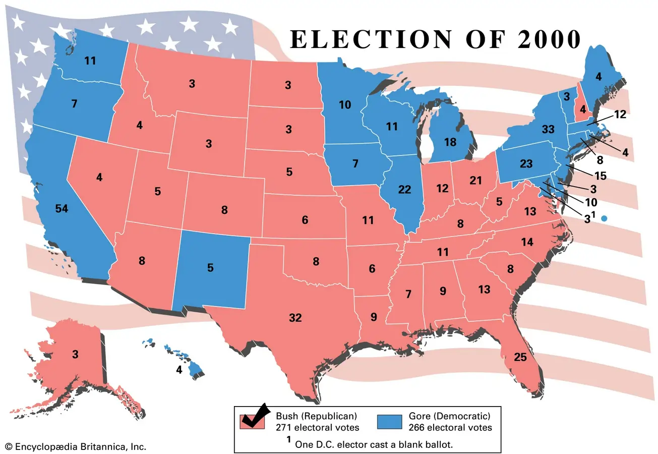 Mapa eleitoral da eleição presidencial dos Estados Unidos da América de 2000