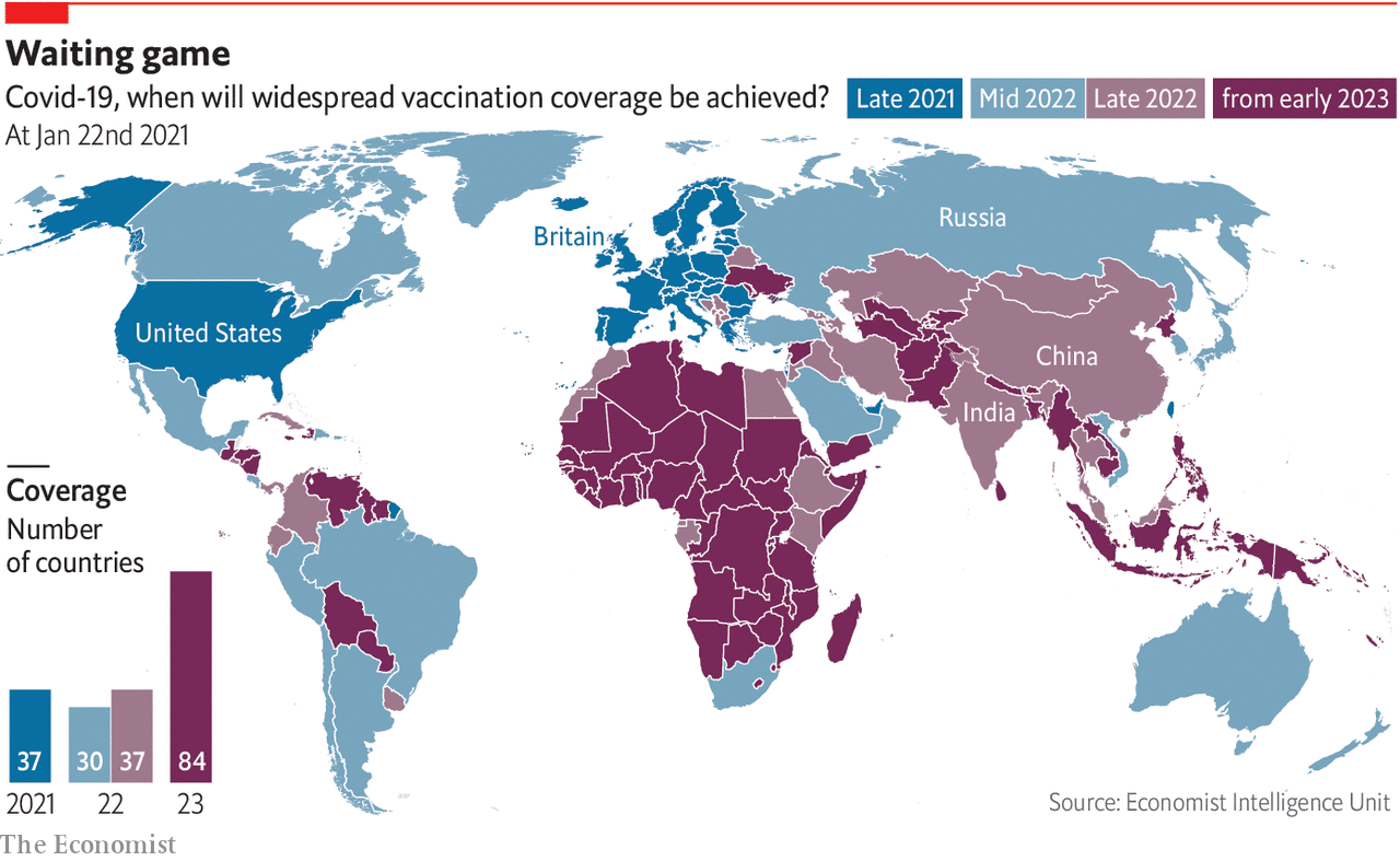 Mapa de distribuição de vacinas.