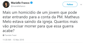 Tweet de Marielle Franco