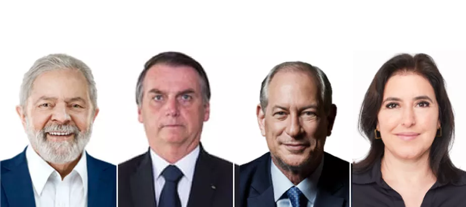 Fotos dos presidenciáveis Lula, Bolsonaro, Ciro Gomes e Simone Tebet que serão usadas nas urnas. Imagem: Editoria de Arte/ TSE.