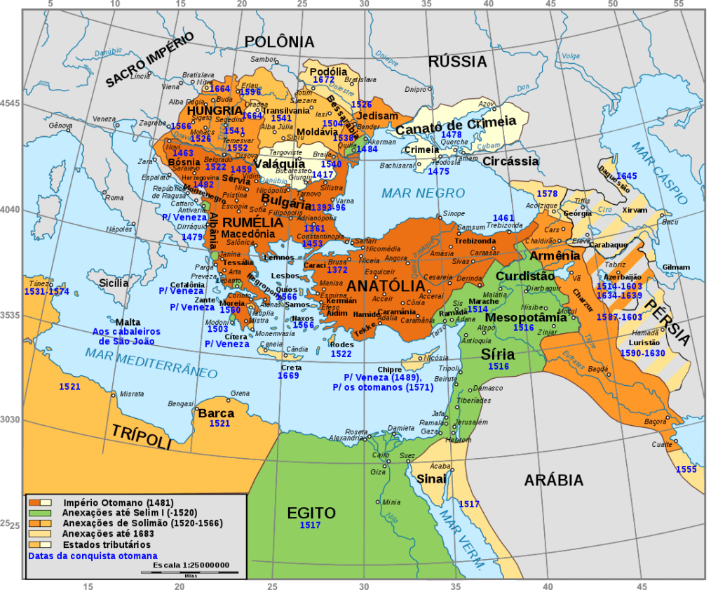 Mapa do Império Otomano em 1481. Imagem: André Koehne