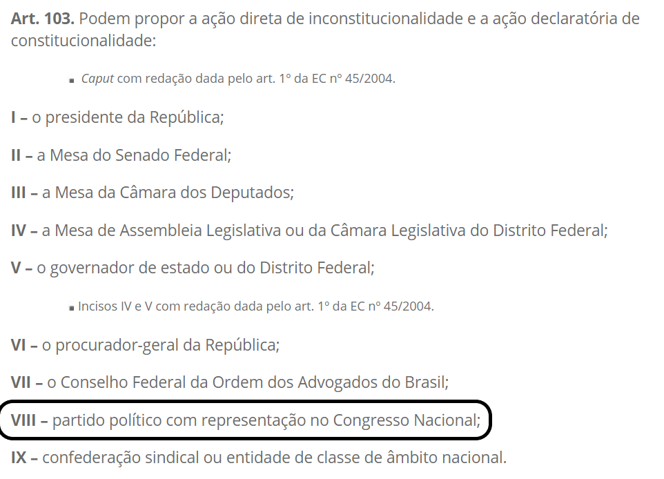 Constituição de 1988, artigo 103