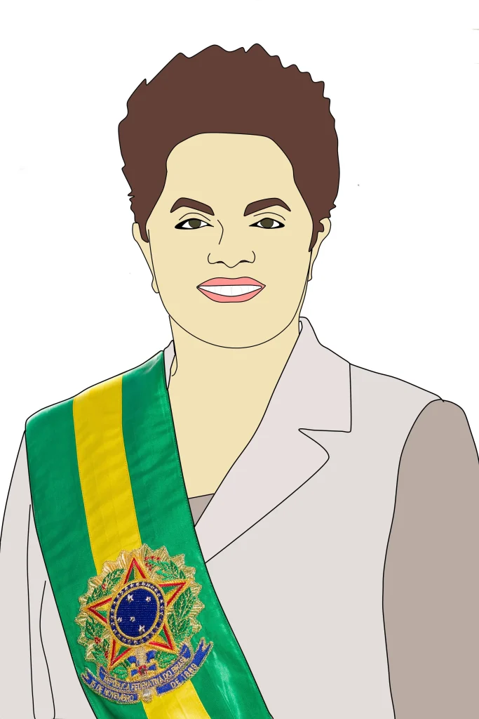 Ilustração de fotografia da Dilma Rousseff usando a faixa presidencial