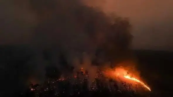 Imagem da floresta amazônica pegando fogo.