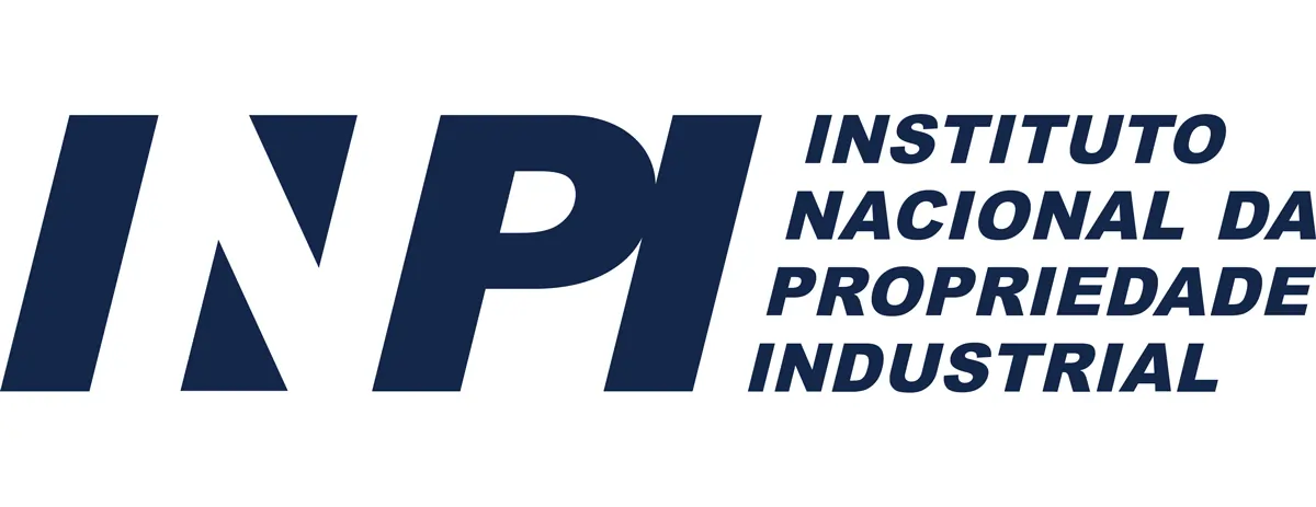 Logotipo do Instituto Nacional da Propriedade Industrial. Contém a sigla INPI representada por letras estilizadas na cor azul escuro e ao lado direito, ao longo de sua altura, está escrito Instituto Nacional da Propriedade Industral.