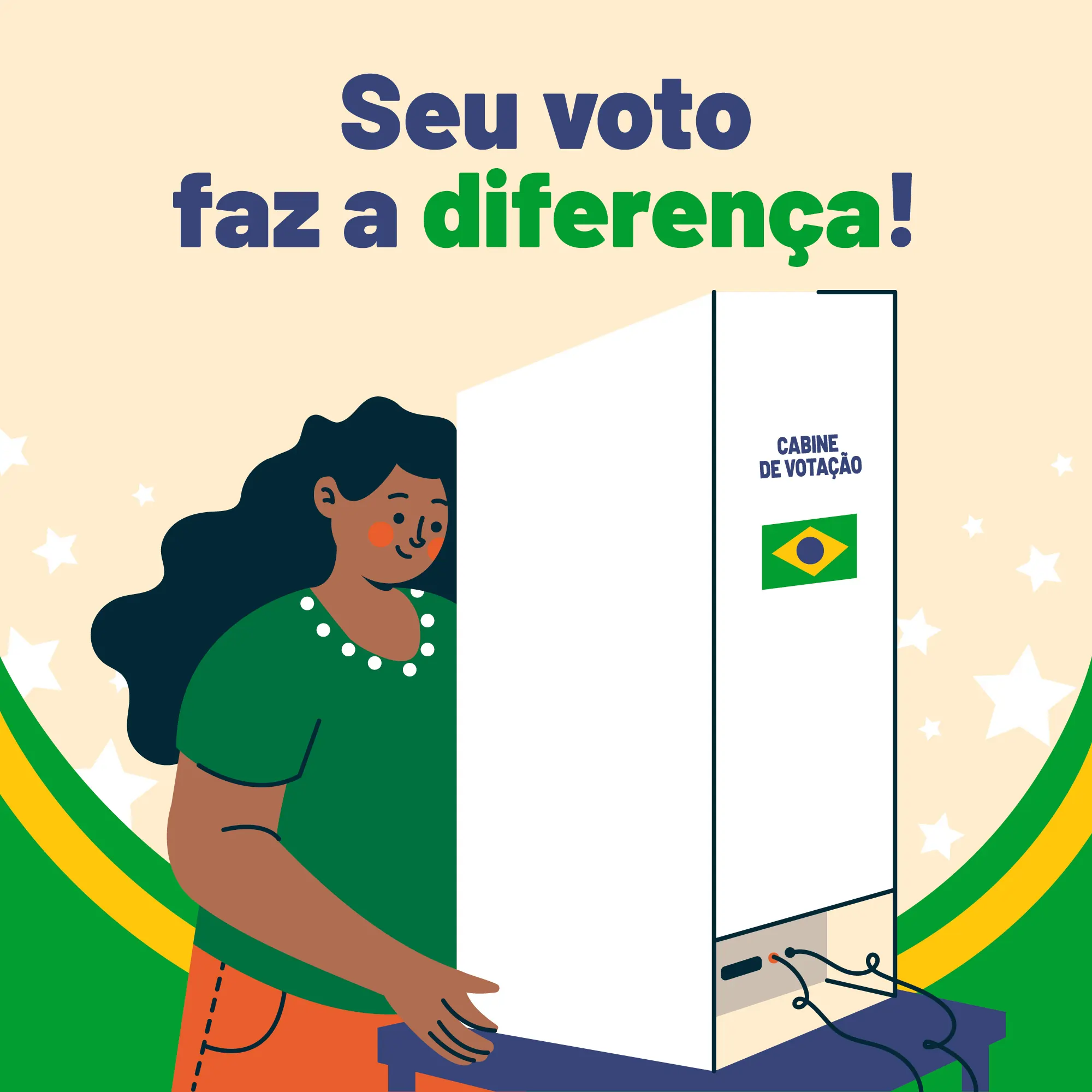 Ilustração sobre uma pessoa votando na cabine de votação. Texto sobre o que o prefeito não pode fazer em ano eleitoral.