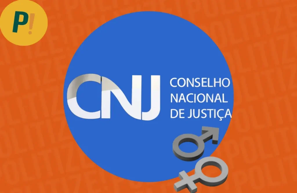 Logo da CNJ com símbolos que representam os gêneros.