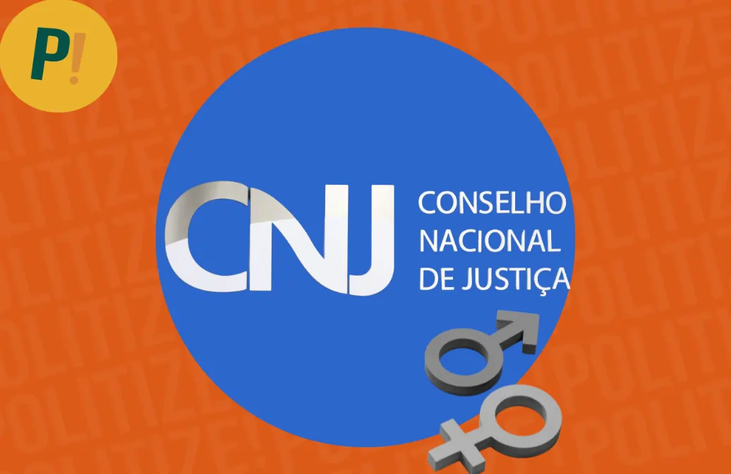 Logo da CNJ com símbolos que representam os gêneros.