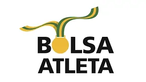 Logomarca da Bolsa Atleta, com uma medalha no lugar do primeiro O da palavra "Bolsa". 