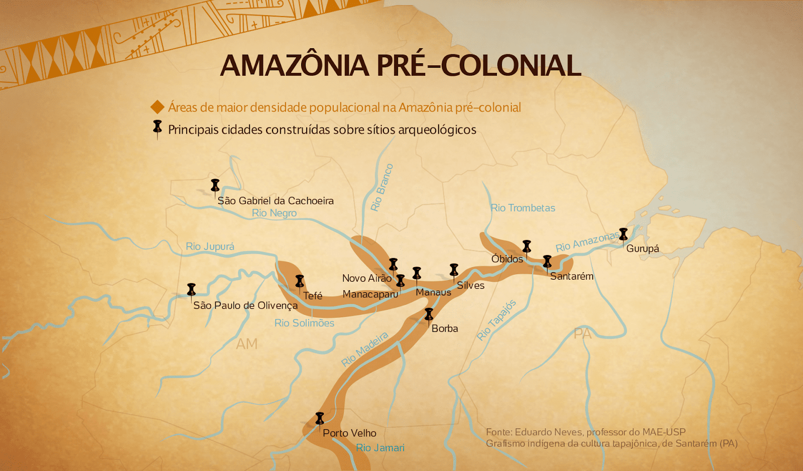 Mapa do Norte do Brasil no período colonial.